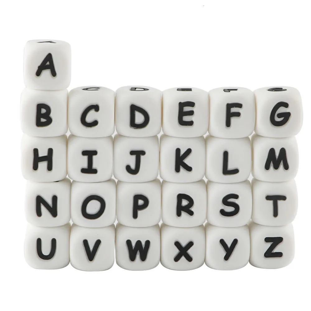 Personalized Baby Teething Toy Set Alphabet English Silicone Letter Beads  And 12mm Dummy Clip Silicone Beads By Kovict 230427 From Dang08, $10.58
